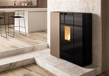 Stufa a pellet idro vent. Palazzetti Tiffany, 21 kW, col. caffelatte