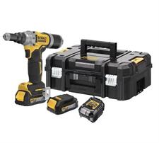 Rivettatrice DeWALT DCF414E2GT, 2 batterie PowerStack 2Ah